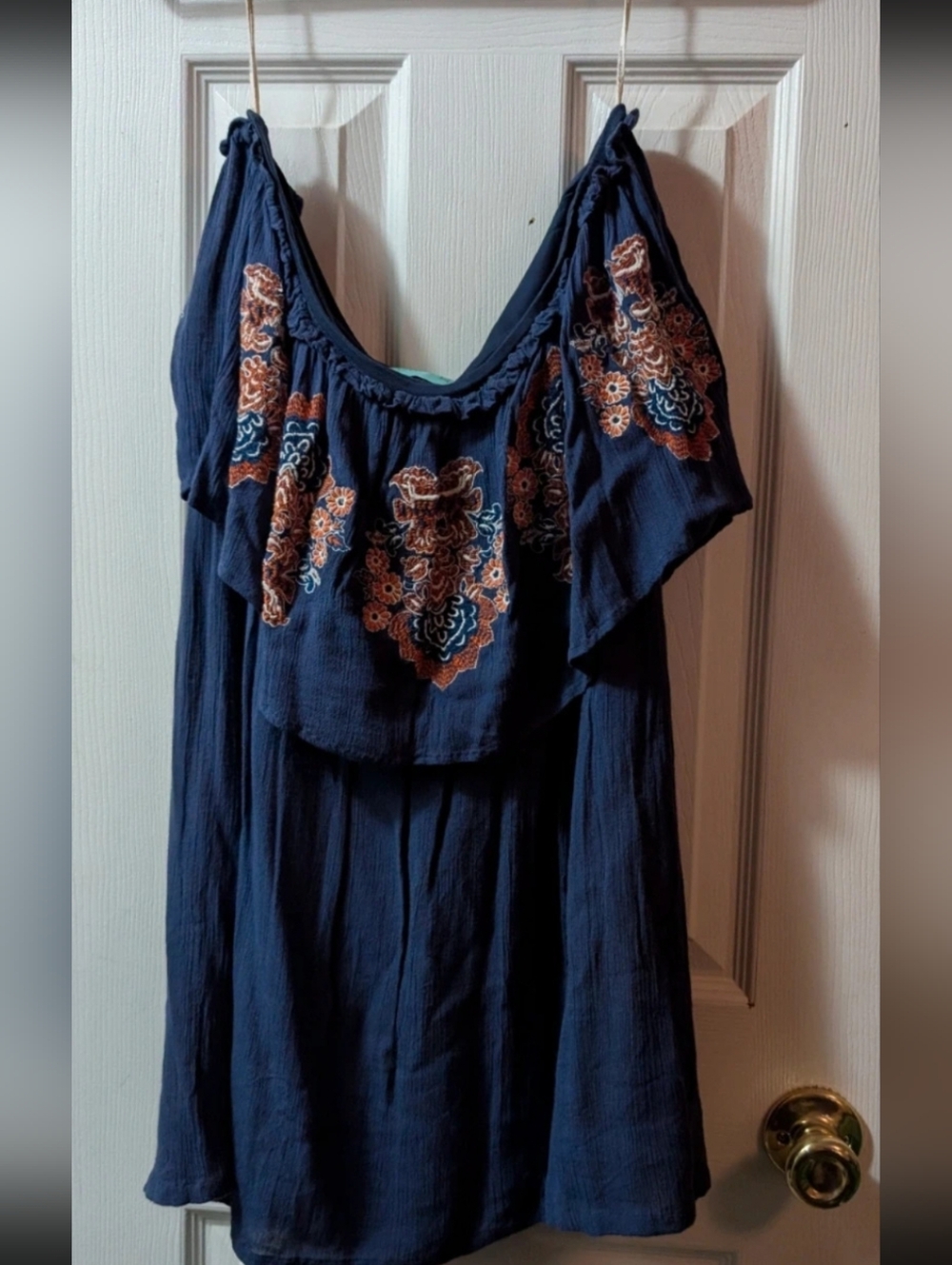 Judith March Off Shoulder Embroidered Boho Top Purple Floral Peasant Blouse Size - Picture 5 of 7